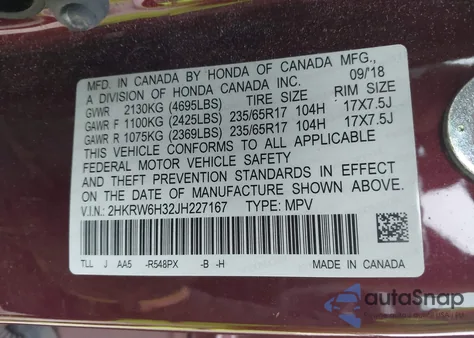 2018 Honda Cr-V Lx from USA, damaged, VIN 2HKRW6H32JH227167